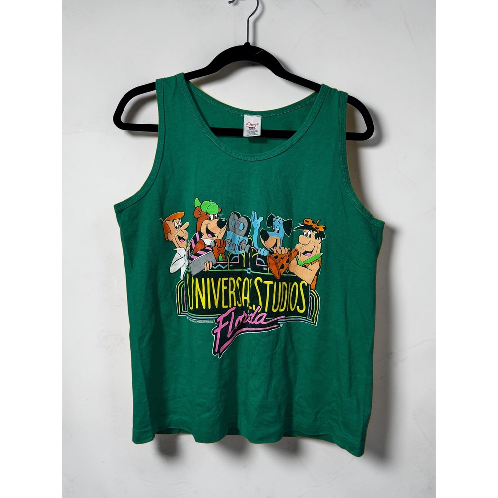 Vintage Universal Studios Florida Hanna-Barbera Tank Top Green Medium 90s USA